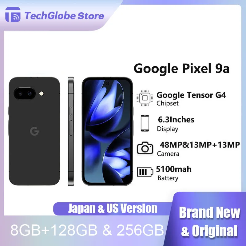 New Original Google Pixel 9a 5G SmartPhone NFC 8GB 128GB 120Hz P-OLED HDR 6.3'' 48MP+13MP Tensor G4 Octa-Core Android pixel 9a