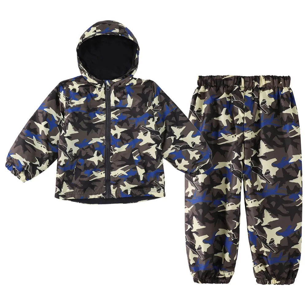 Cartoon Waterproof Baby Girls Clothes Hoodie Sets Autumn Rainwear Jacket+Pants Boys Suit Children Raincoat Outfits Tracksuits