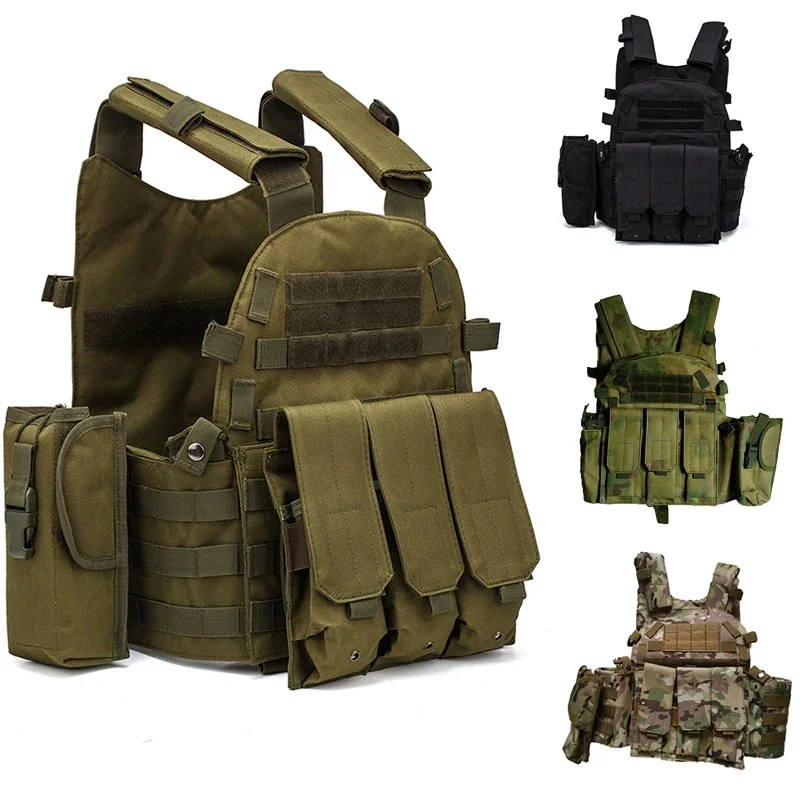 Nylon Molle Tactical Vest Body armor Hunting Plate Carrier Airsoft 6094 M4 Pouch Combat Gear Camo Military Army Vest Accessories