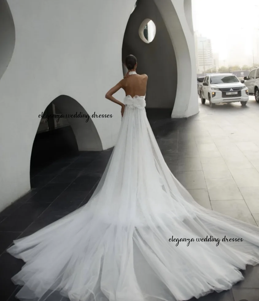 Customized sexy white lace with split white Wedding Dress dress Mermaid train women 's wedding dress Glitter Bridal Gown