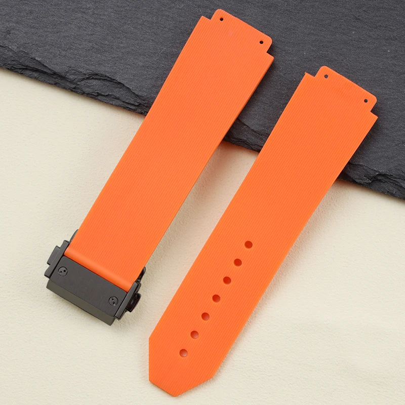 Silicone Watchband for Hublot Big Bang 25x19mm 21x15mm Waterproof Rubber Wrist Watch Strap Bracelet in Black Blue Orange Brown f - view 4