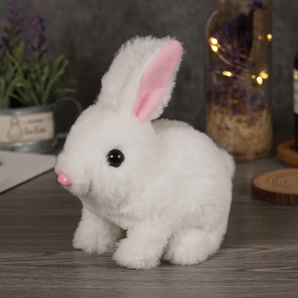 Long-haired Bunny Electric Plush Toy Soft Plush Simulation Shape Small Animal Doll Battery Interactive Children's Favorite Gift