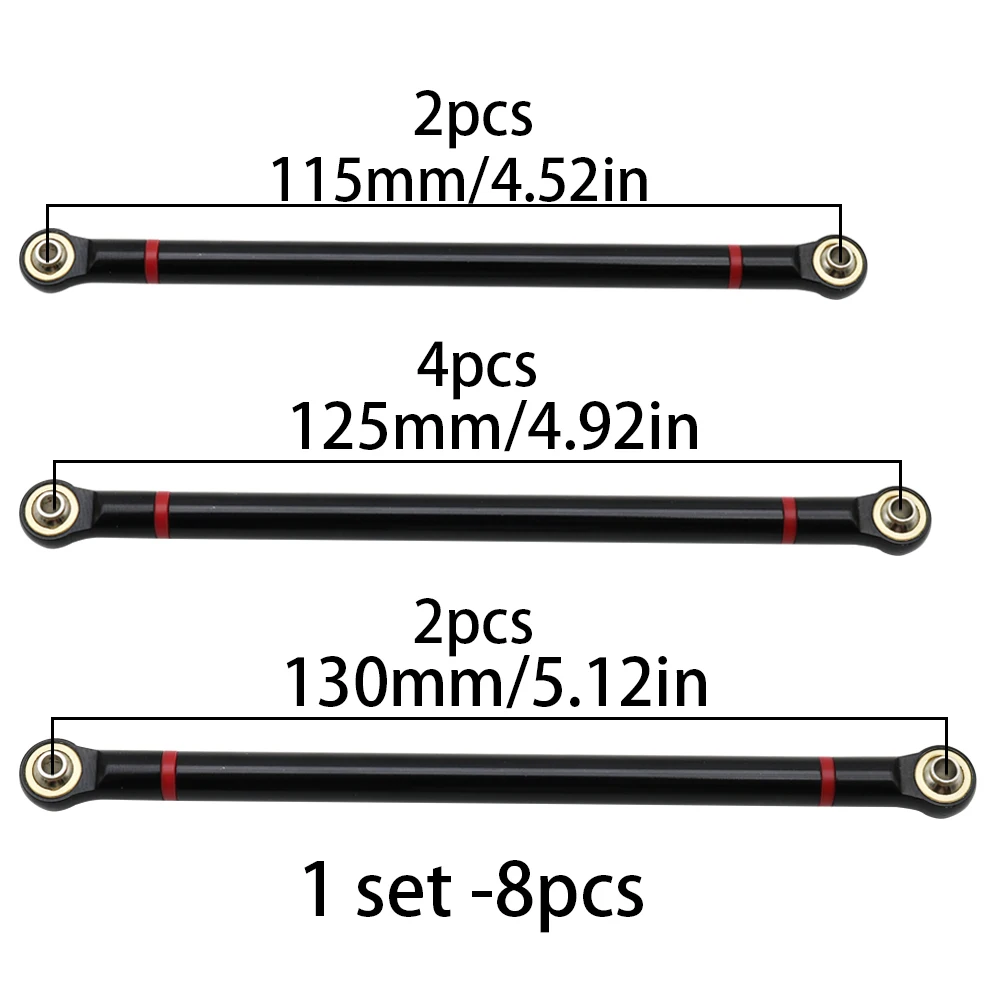 8pcs/lot Aluminum Alloy Link Rod 313MM Wheelbase for 1/10 RC Car Crawler Axial SCX10 D90