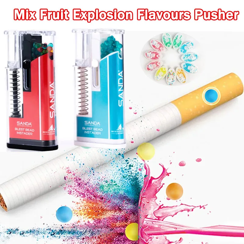 SANDA Portable Push Machine 200PCS DIY Mix Fruit flavor Cigarette Explosion Pops Mixed Menthol taste Burst Beads Smoking Gadgets