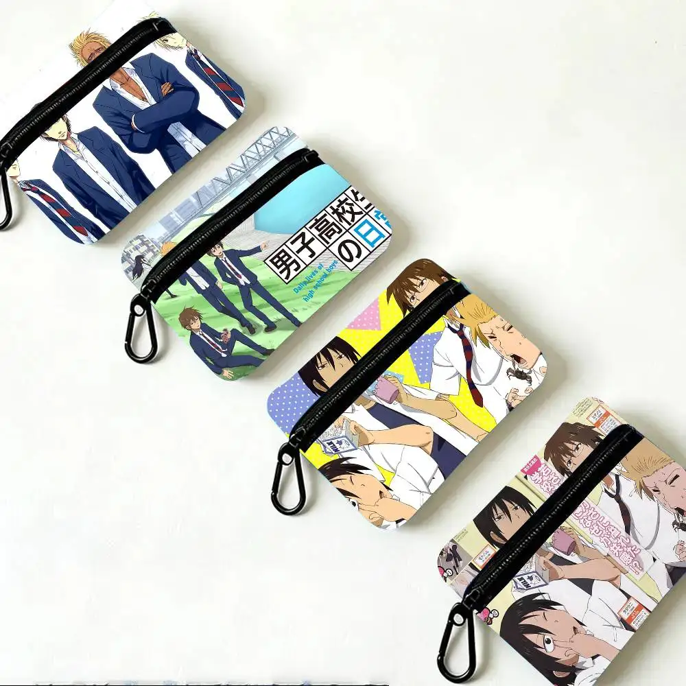Daily Lives Of High School Boys Anime Oxford Fabric Wallet With Zipper Hanging Multifunctional Bag For Credit Cards Keys Coins