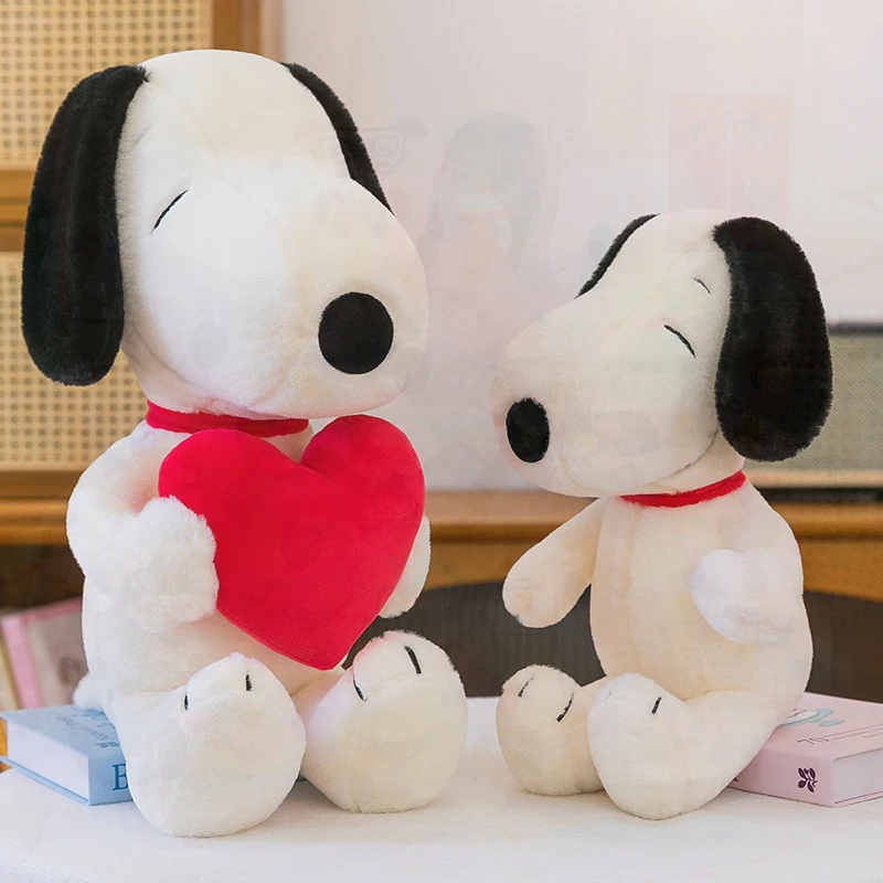 Best Cute Peanuts Snoopy Heart Shape Plush Toy Soft Stuffed Animal Doll Kawaii Hug Pillow for Kids Birthday Gift Decoration