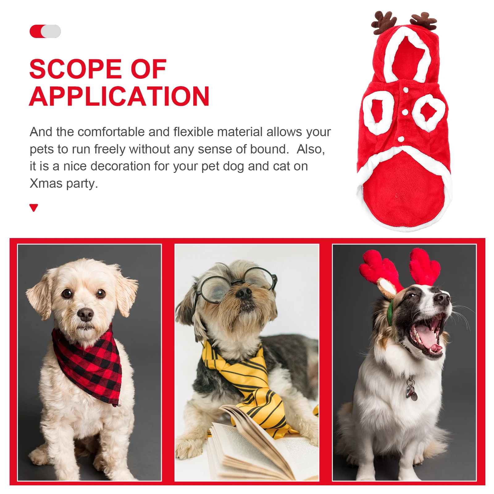 

Winter Coats Dog Christmas Clothes Pet Garment Holiday Outfits Red Small Decorative Vacation
