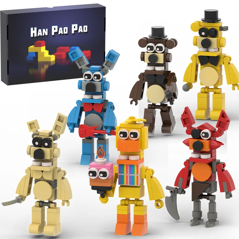 

New Five Nights Fedy Building Blocks Set A Series of FNNAF Action Figures Bo-nie Fre-dy Chi-cca Bricks Toys For Children GIfts