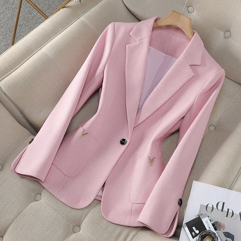 ZJYT Elegant Office Lady One Button Blazers for Womens 2024 Korean Style All Matched Jackets Female Autumn Coats Outerwears