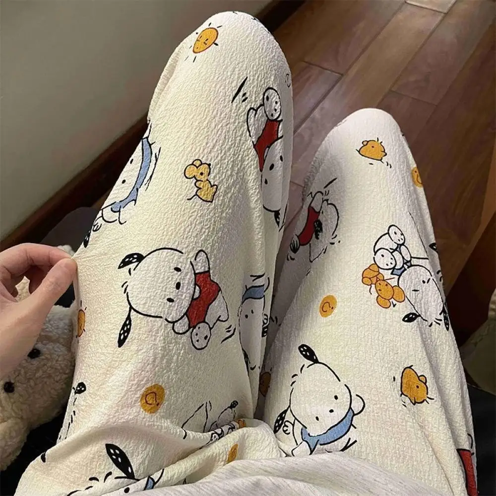 Kawaii Pochacco Pajama Pants Sanrioed Cartoon Anime Women Summer Thin Cute Student Sleeping Loose Wear Home Pants Casual Pants