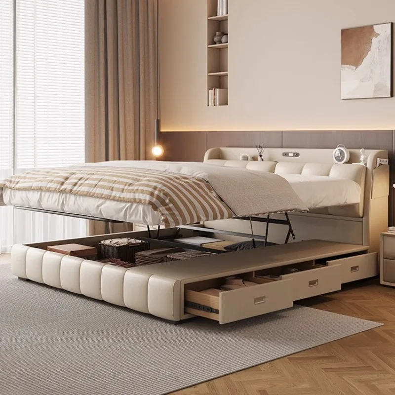 

Storage Wooden European Bed Luxury King Size Queen Headboard Bed Sleeping Two Persons Muebles Para El Hogar Home Furniture