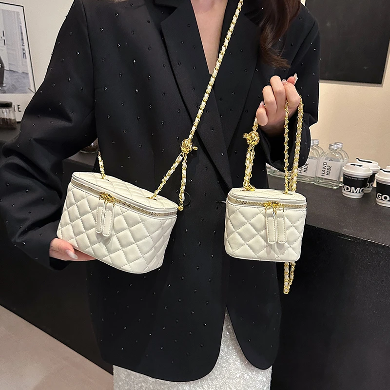 Leather Women\'s Chain Handbag Luxury Designer Box Shoulder Bag Fashion Brand Ladies Crossbody Bag Casual Tote Makeup Bag