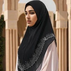 Pianura un strato trapano caldo Hijab sciarpa islamica musulmana scialli arabi stile malesia indossare direttamente turbante istantaneo 173*60cm