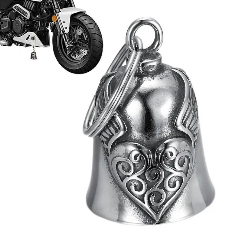 Fashion Heart Shape Angel Wings Bell Pendant Motorcycle Bell Pendant Keychain Men's Biker Bells Pendant Jewelry