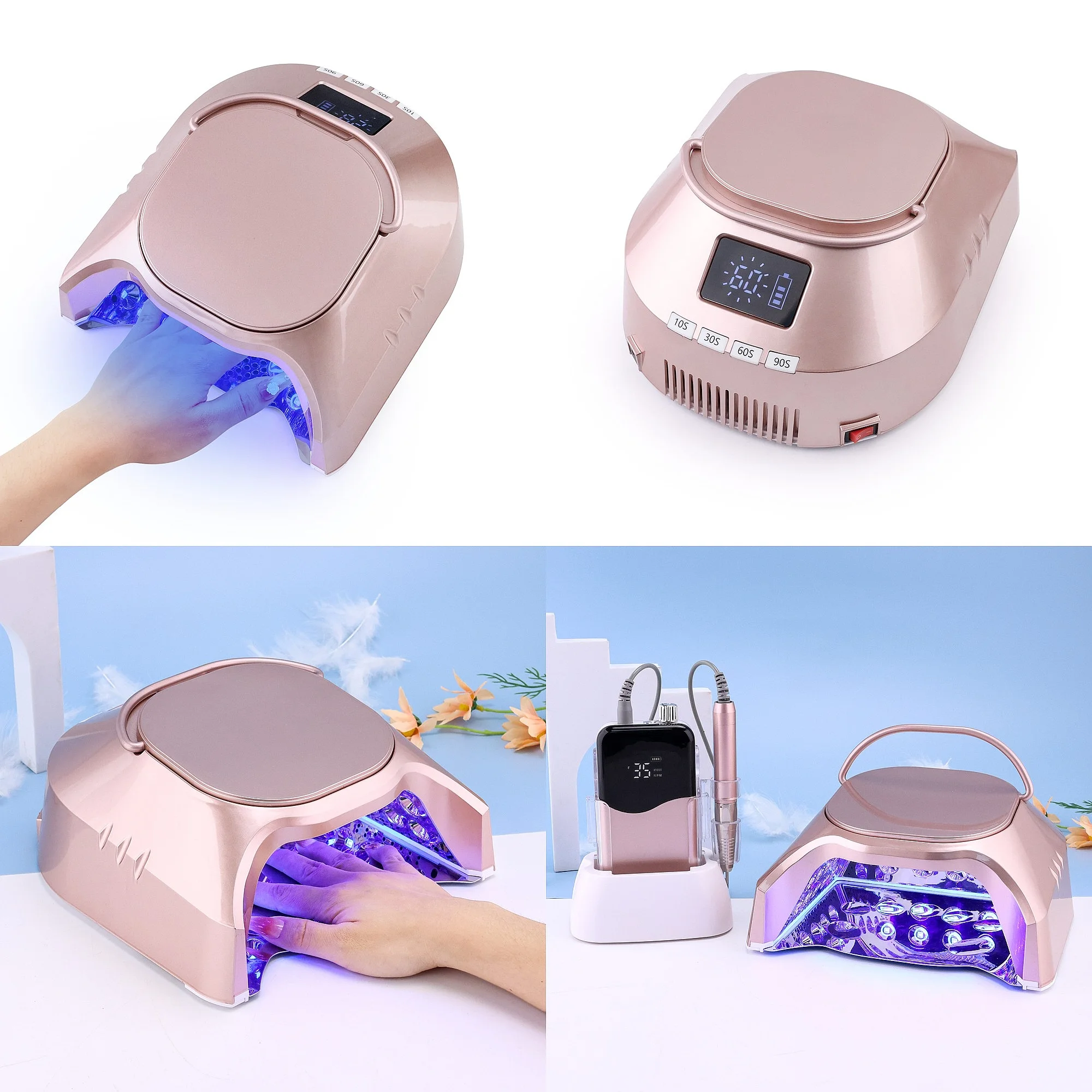Customized Private Label 86W Wireless Nail Lamp Cordless Recharging UV Led Nail Lamp With Removal Base Plate