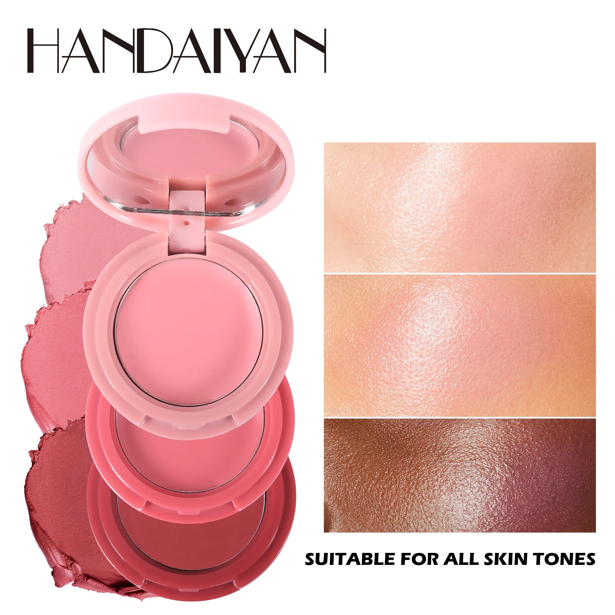 Handaiyan 3 In 1 Natuurlijke Matte Face Blusher Fluweelachtige Gladde Lip Cream Wang Blush Rouge Gezicht Make-Up