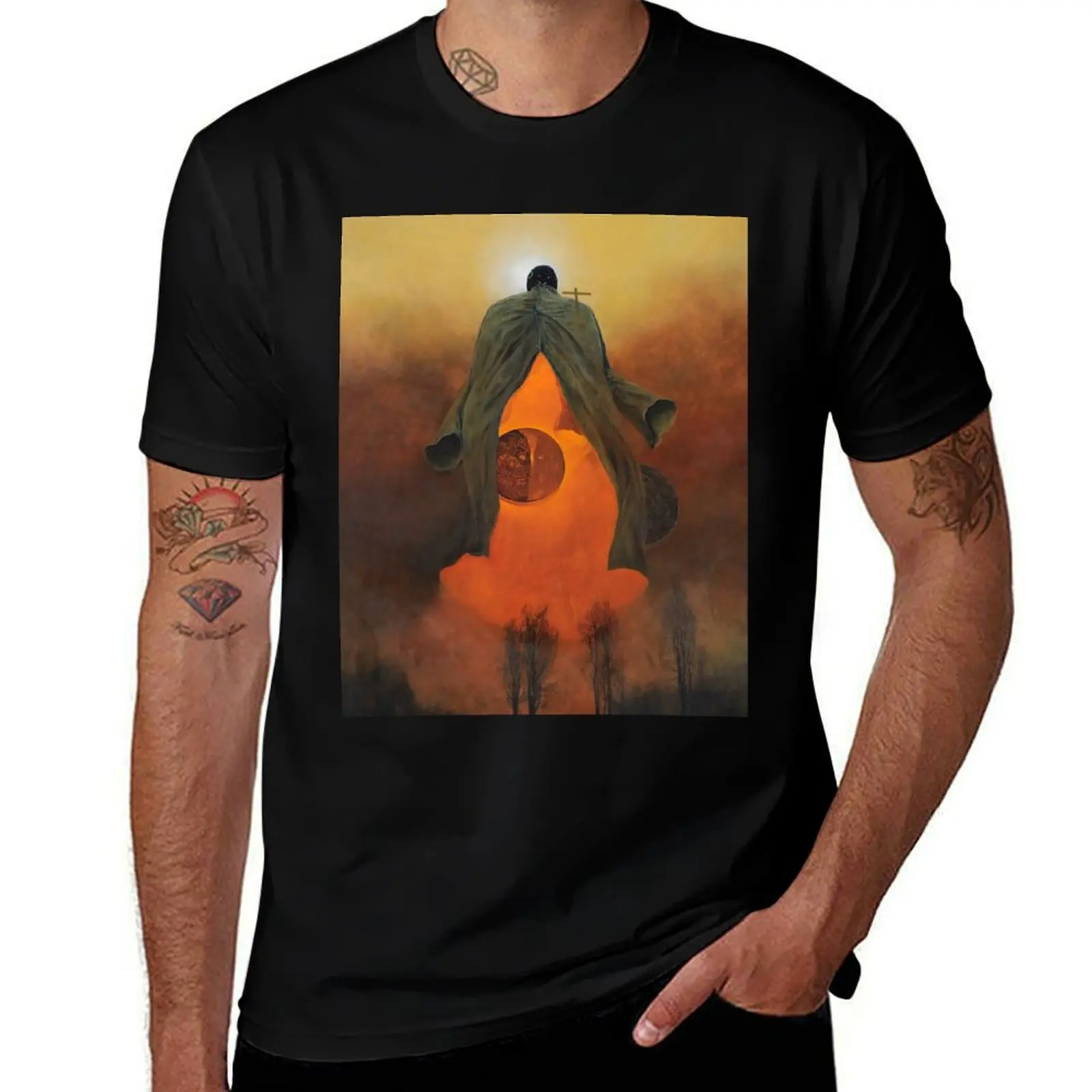 Untitled (The Eclipse) by Zdzislaw Beksinski T-Shirt Long Lasting Casual T-Shirt