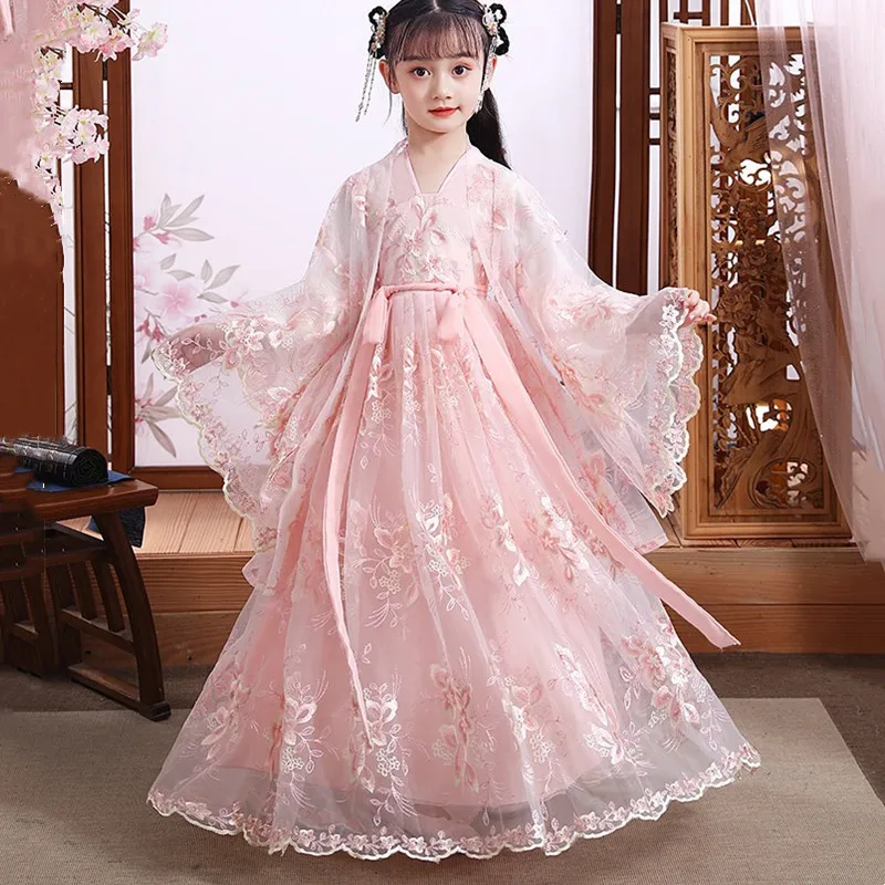 Girl Dress Hanfu Vintage Style Kids Clothes Vestido Traditional Chinese Clothing Cosplay Children Princess Costume Girls Dresses