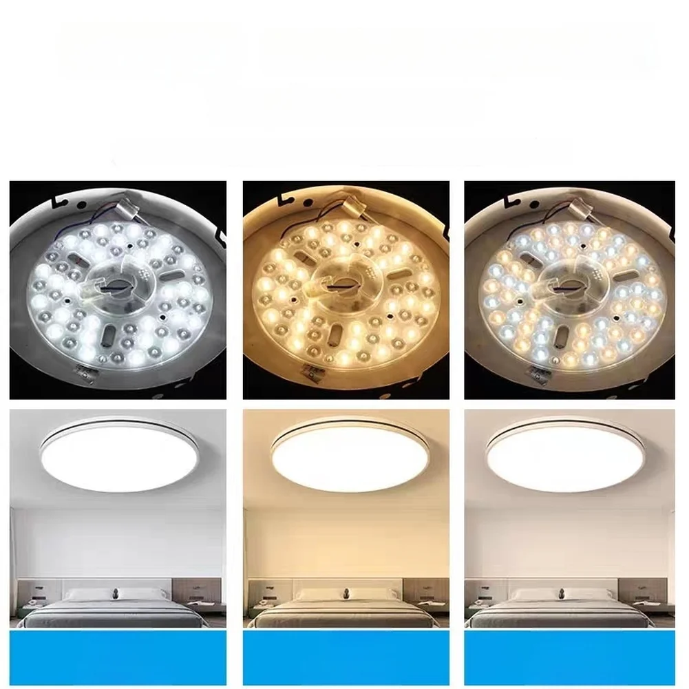 1pc 18W/24W/30W/36W LED Ring Panel Light Three-Color Lighting 110V-220V For Ceiling Fan Lights Easy Installation
