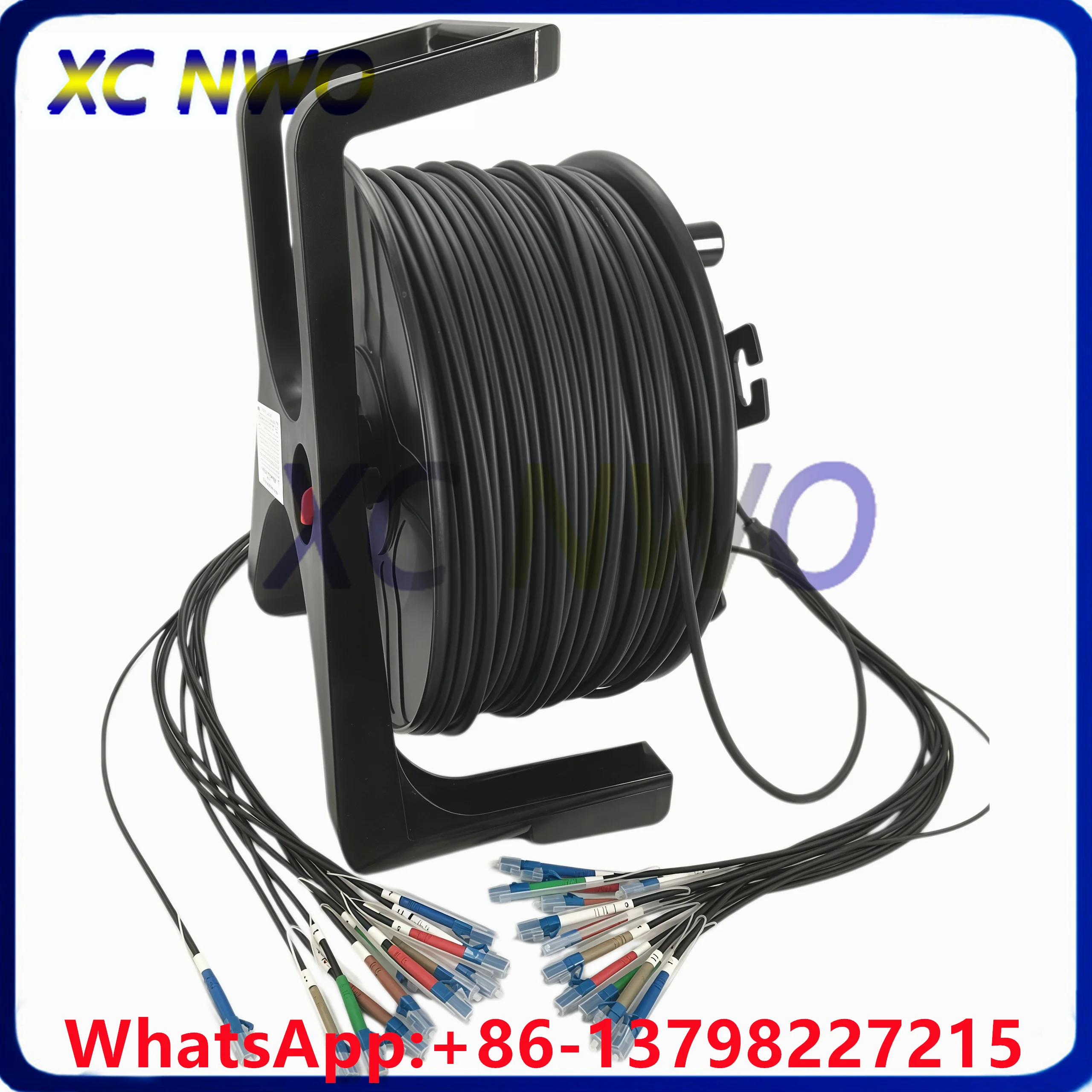 SM,12C,G657A1,TPU Jacket, Armored Black Cable,Dia:6.0mm,LC/UPC-LC/UPC 100M 150M (0.5M from plug to connector) ,With REEL PCD310