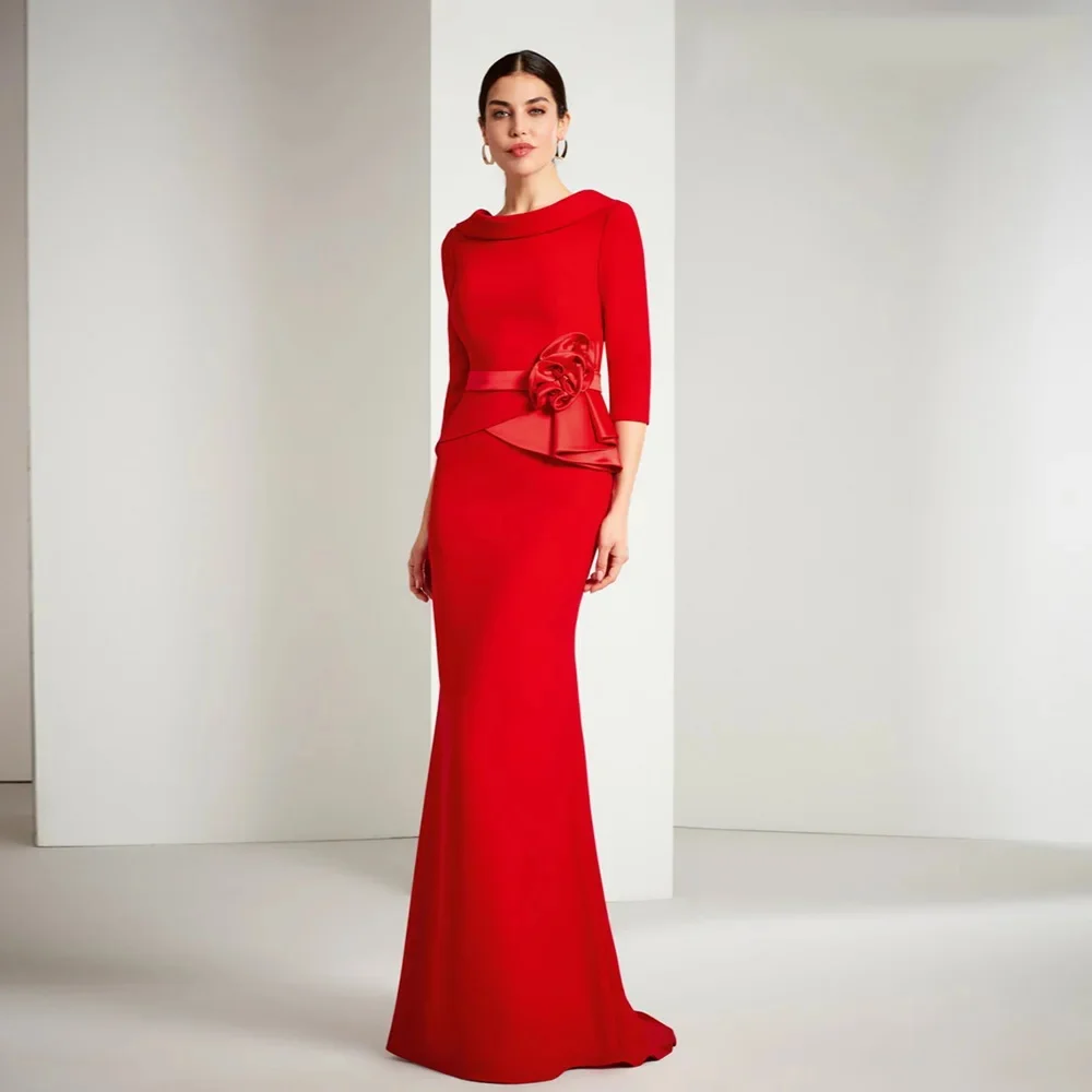 Red Mother Of The Bride Dresses Memaid Half Sleeves Plus Size Groom Mother Dresses For Wedding Elegant Evening Dresses 2024