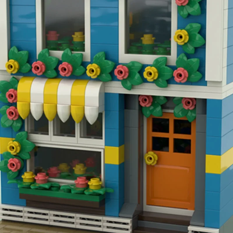 Moc Building Bricks City Street View Model Street Flower Shop Technology Modular Blocks Gift Toys For Children DIY Sets Assembly