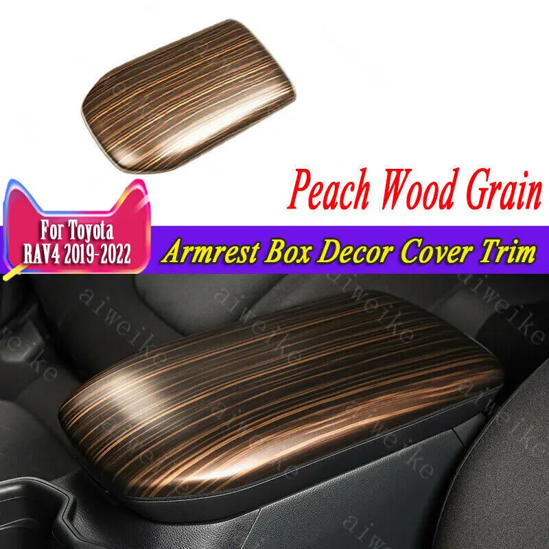 

For Toyota RAV4 2019-2024 Peach Wood Grain Interior Armrest Box Decor Cover Trim