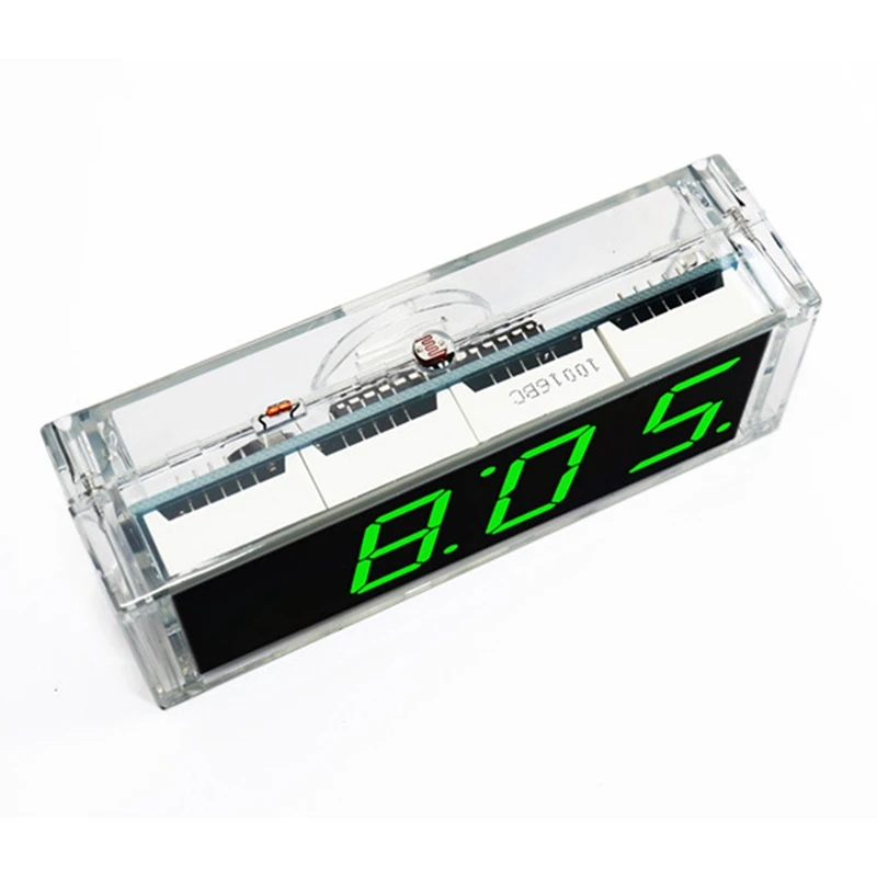 Digital Clock Kit Light Control 1 Inch LED Digital Tube 51 Microcontroller Electronic Clock DIY Parts With Shell 1Set