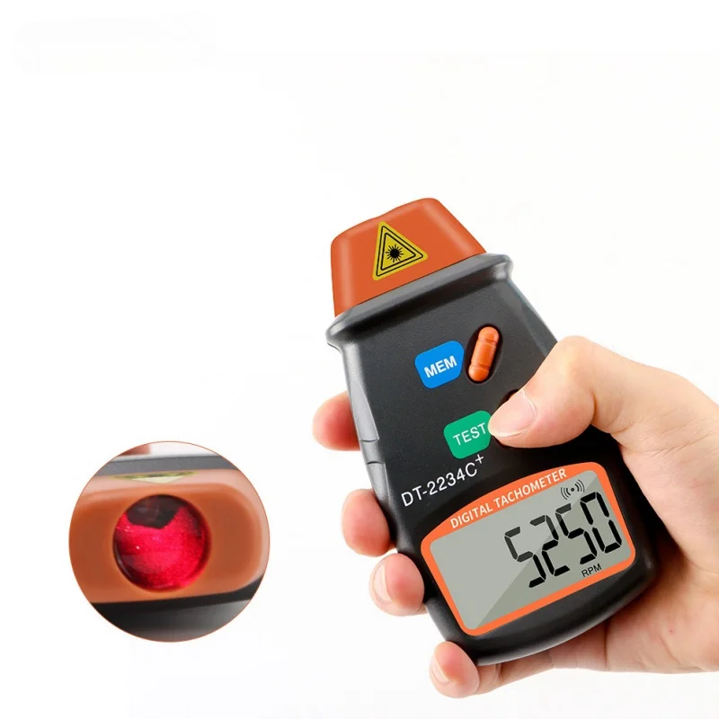 DT2234C+ Portable Digital LCD Laser Photo Tachometer Mini RPM Tester Meter Digital Tach Tachometer Tach Digital Tachometer