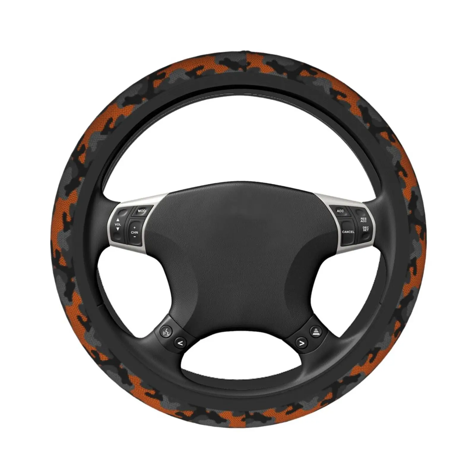 Hunter Orange Camouflage Car Steering Wheel Cover 37-38 Non-slip Camo Military Fashion Car-styling Car Accessories - view 2