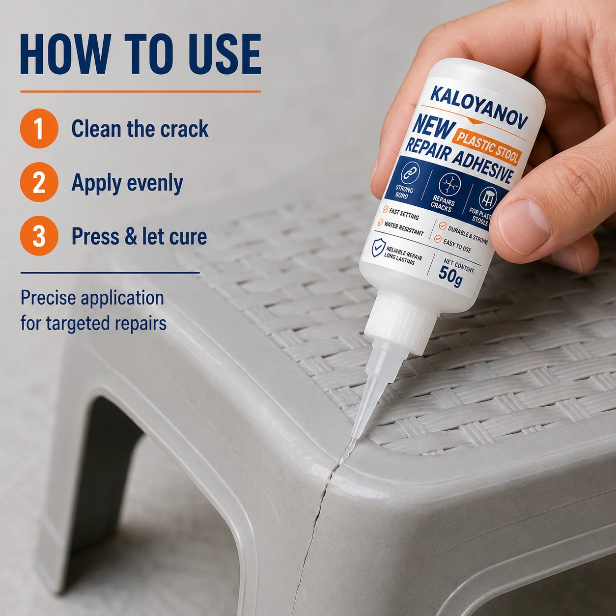 50g Super Strong Plastic Repair Adhesive Fast Setting Waterproof Liquid Glue for Stool Furniture Cracks Fix Multi-Purpose DIY