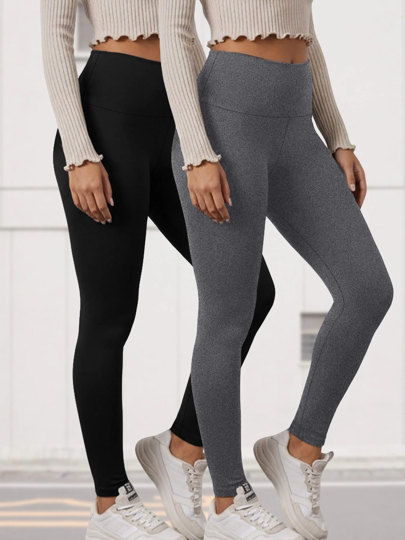 Paquete de 2 leggings de cintura alta súper suaves para mujer con control de barriga, perfectos para entrenamiento, yoga, correr y ropa de salón ﻿