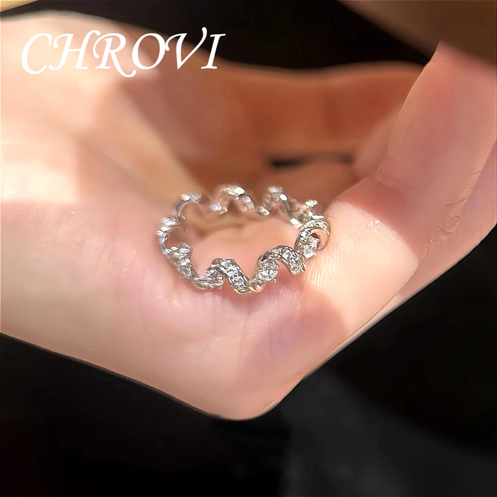 Luxury-Style 925Sterling Silver Commuting-Inspired Elegant Ring with Intricate Design and Set Stones Encircling the Finger Woman