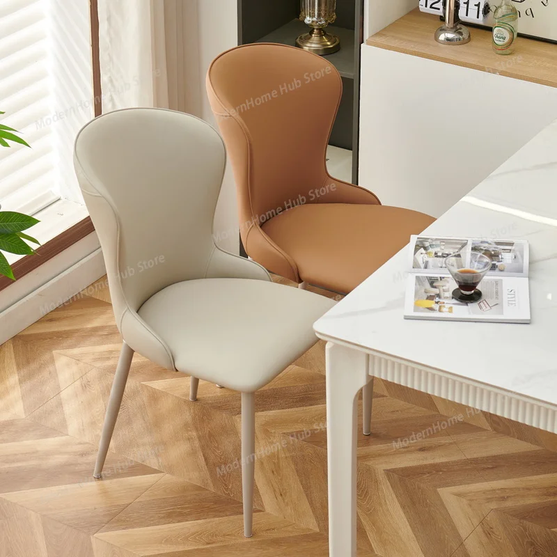 Style Minimalist Dining Chairs Metal Italian Modern Leather Dining Chairs Sturdy Italian Sillas Comedor Furniture Home