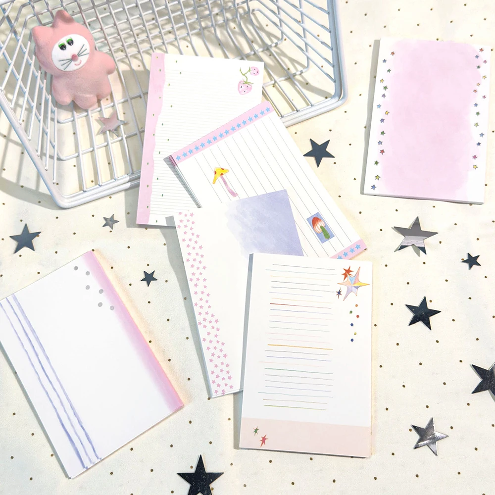 

Wishing Star Memo Japanese Hand drawn Basic Ins Handheld Account Collage Material Non Sticky, M5 Inner Page No Punching