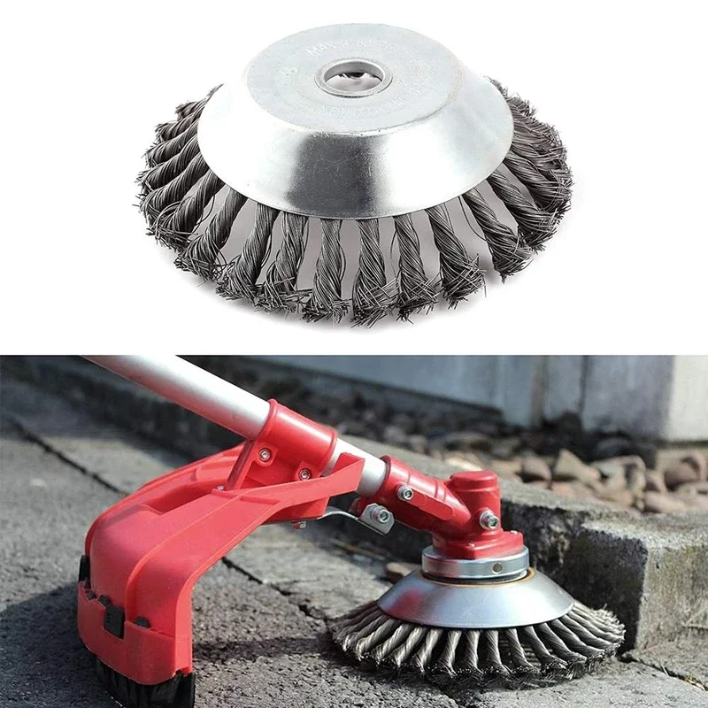 Steel Wire Wheel Garden Grass Remover Weed Brush Lawn Mower Grass Eater Trimmer Brush Cutter Tool Garden Grass Trimmer Head Weed