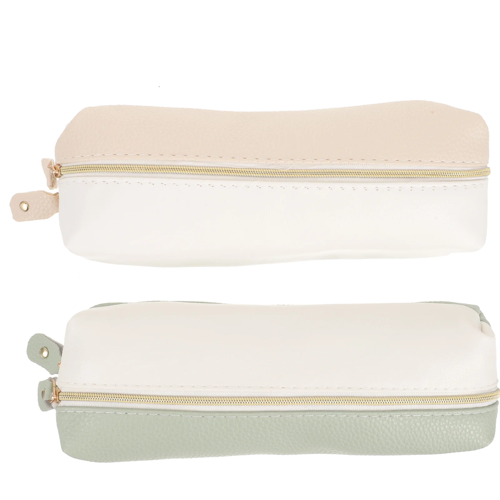 2 Pcs Creative and Simple Double Zipper Pencil Case Pouch for Unisex Students Bag Big Cute Office Multipurpose Small