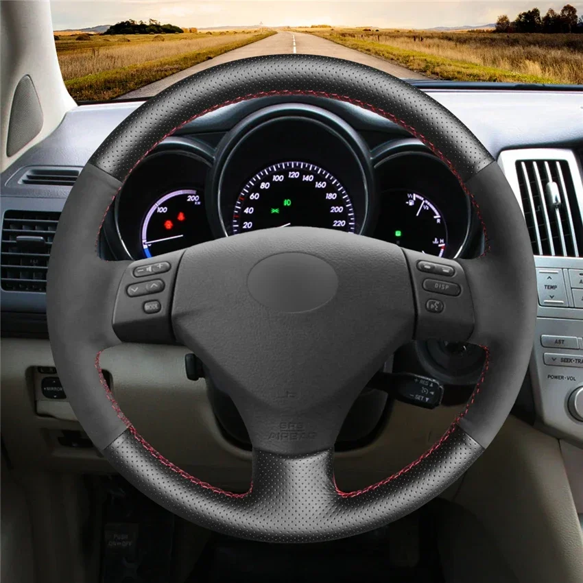 DIY Black Genuine Leather Car Steering Wheel Cover For Lexus RX330 RX400h RX400 2004 2005 2006 2007 Car Accessories