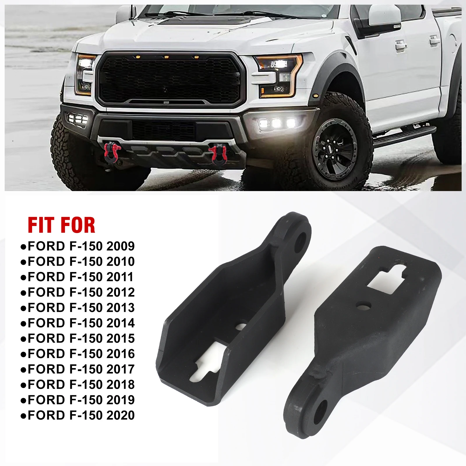 

For Ford F150 2009-2024 without 3/4inch D Ring Shackles 2Pcs Black Upgraded Demon Hooks Bracket Tow hook