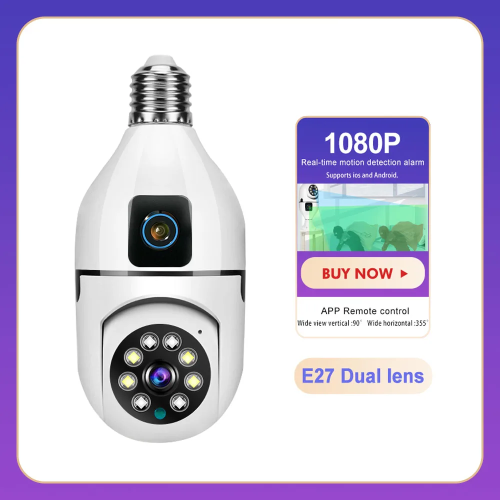 

V380 Pro WiFi Security Camera 1080P 4K E27 Dual-lens Wireless Smart Home Camera 360 Degree Security Infrared Night Vision CCTV