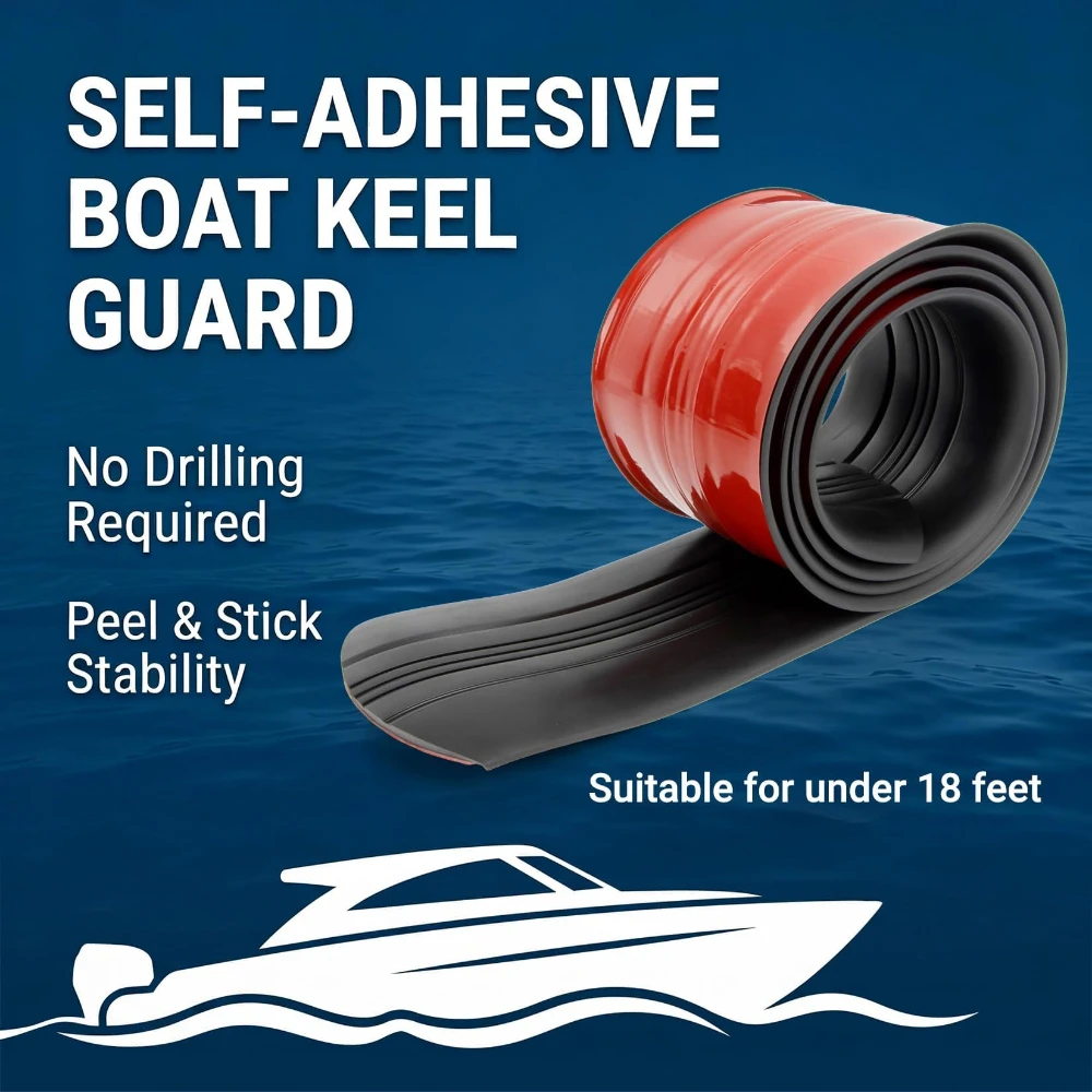 5Inch 6FT Self‑Adhesive Keel Guard Fiberglass Boat Keel Protector Anti‑Abrasion Shield Against Rocks Slopes for Boats Under 18FT