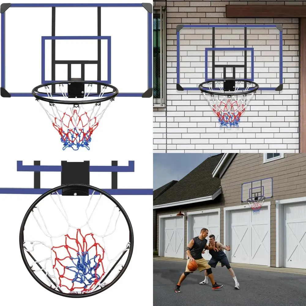 Canestro da basket pieghevole durevole per interni/esterni con tabellone infrangibile da 45"x29" e rete per tutte le stagioni