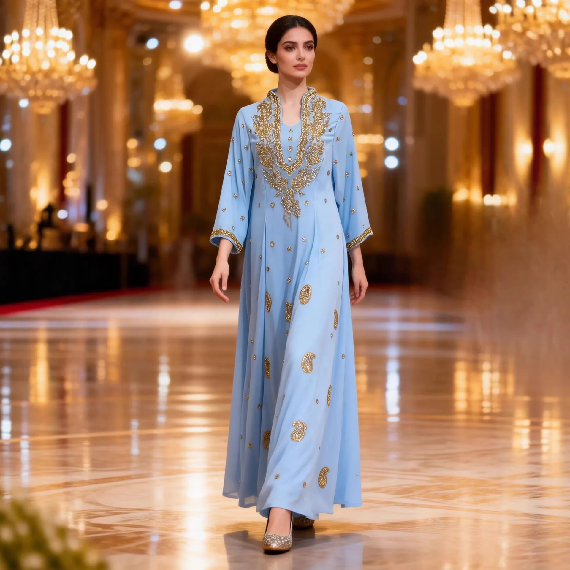 Eid Full Dress Women Muslim Abaya Party Dresses Beading Kaftan Ramadan Jalabiya Morocco Dubai Abayas Islam Arab Robe Vestidos