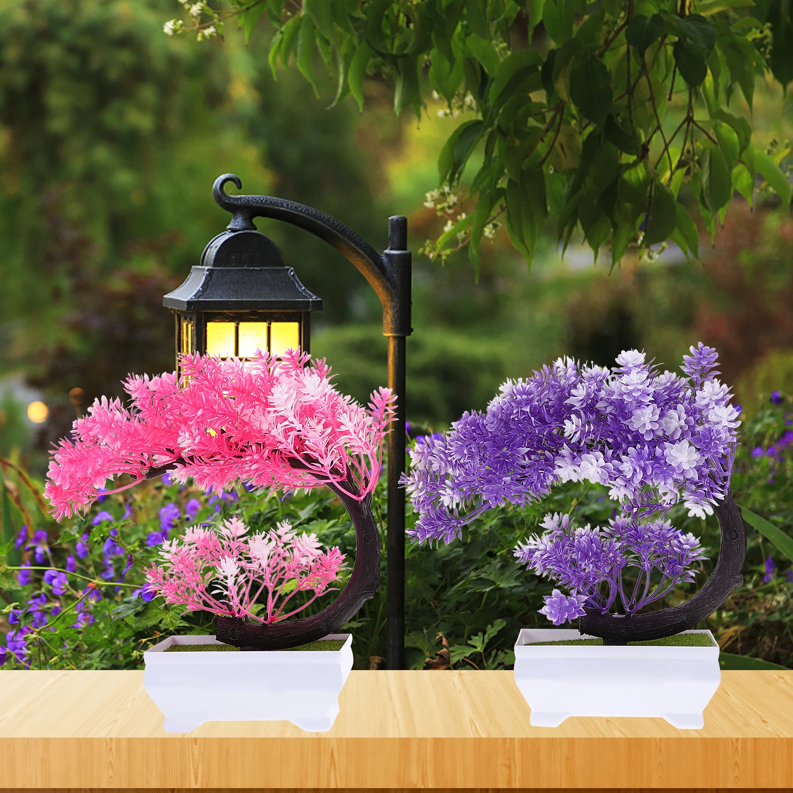 

2 Pcs Simulated Lotus Pot Plant Artificial Simulation Potted Tree Bonsai Decoration