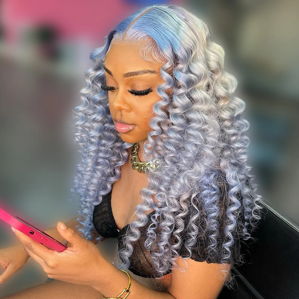 

180 Density Blonde Grey 13x6 HD Lace Wig 613 Colored Deep Wave Ombre Colored 13x4 Lace Front Human Hair Wigs Parksonhair