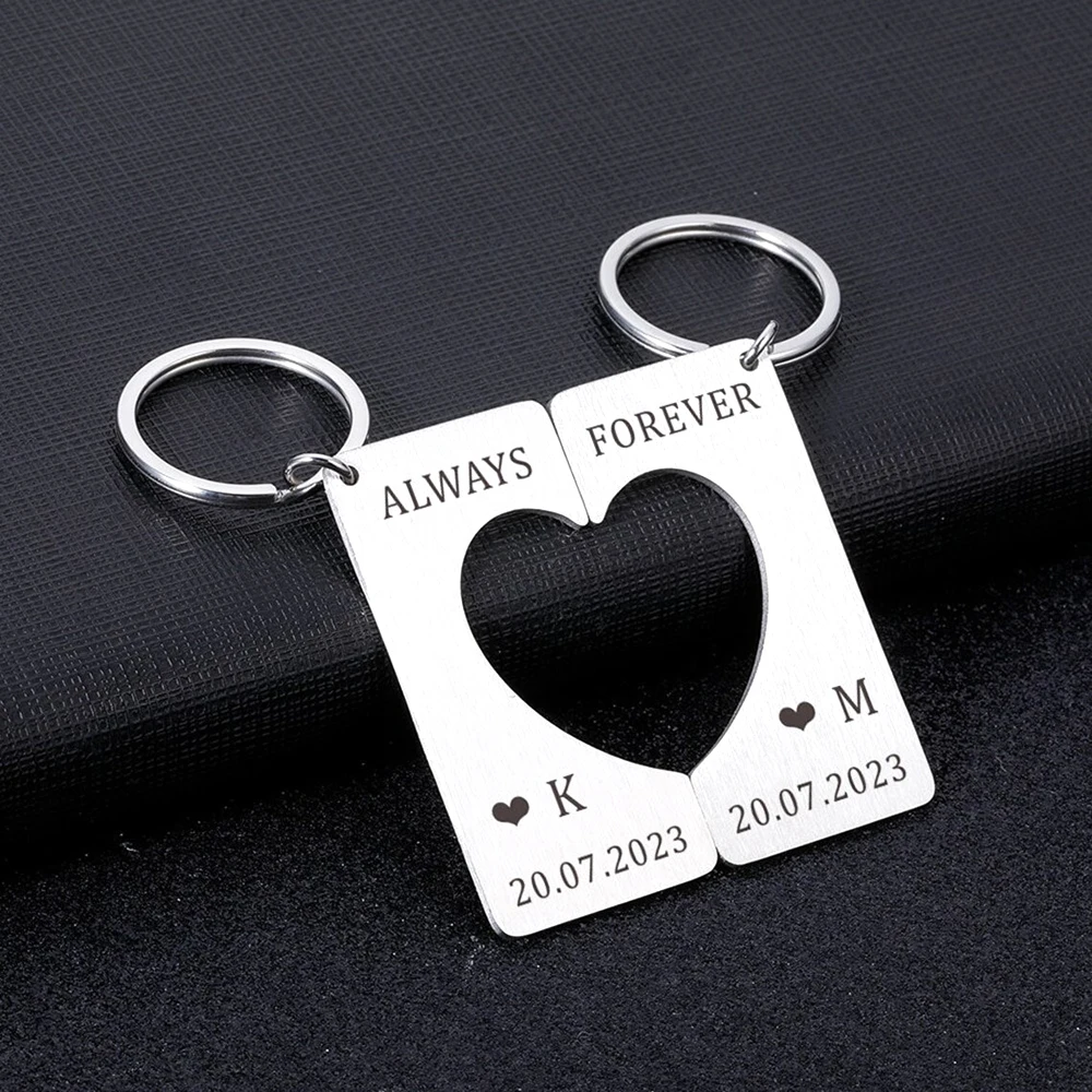 

Stainless Steel Couple Love Keychain, One For Each Person, Customized Engraved Commemorative Gift, One Pair For Wedding Gift