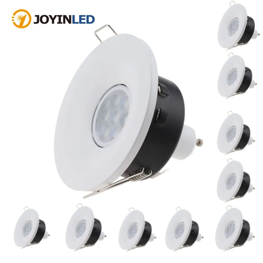 

JOYINLED 10 шт. GU10 IP65 черный светодиодный потолочный светильник для ванной комнаты, водонепроницаемый, без лампочек в комплекте, встраиваемый светодиодный потолочный светильник для ванной комнаты