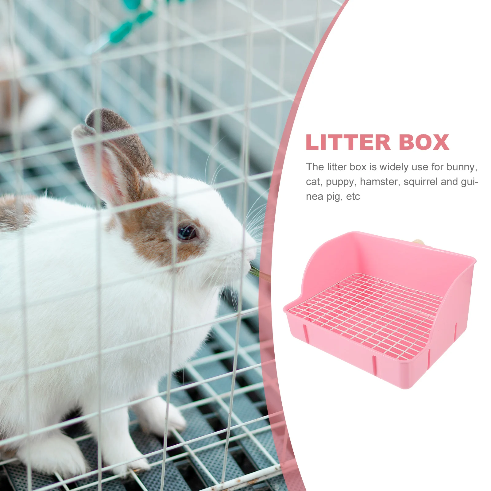

1PC Plastic Potty Square Toilet Steel Mesh Bottom Detachable Grids for Guinea Pig Hamster Small Animal