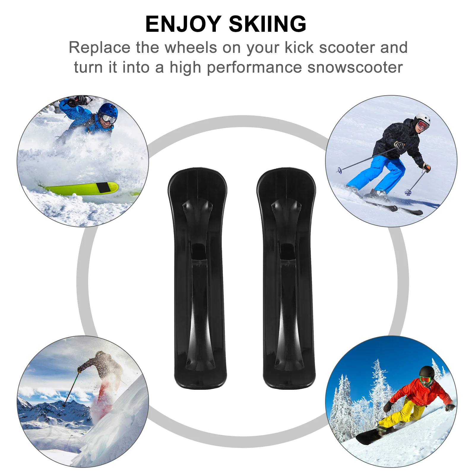 Dual Children's Scooter Sled Snow Ski Attachment Convert Kick Scooter to Snowboard Outdoor Sports Toy Foldable