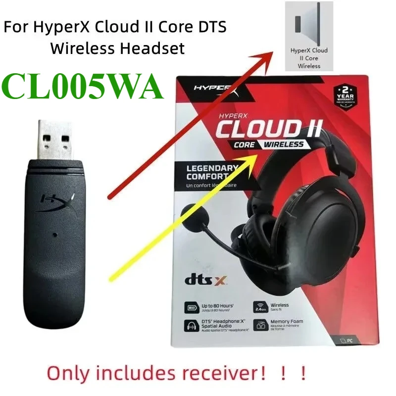 USB Dongle Receiver for Kingston HyperX Cloud II CORE （CL005WA） Wireless Headset Adapter